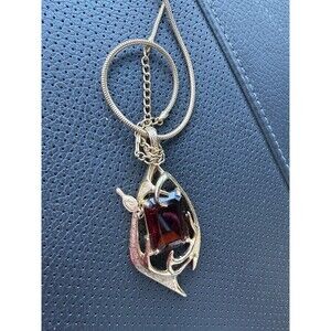 Vintage Sarah Coventry gold tone Molten Topaz Amber pendant Necklace 1963